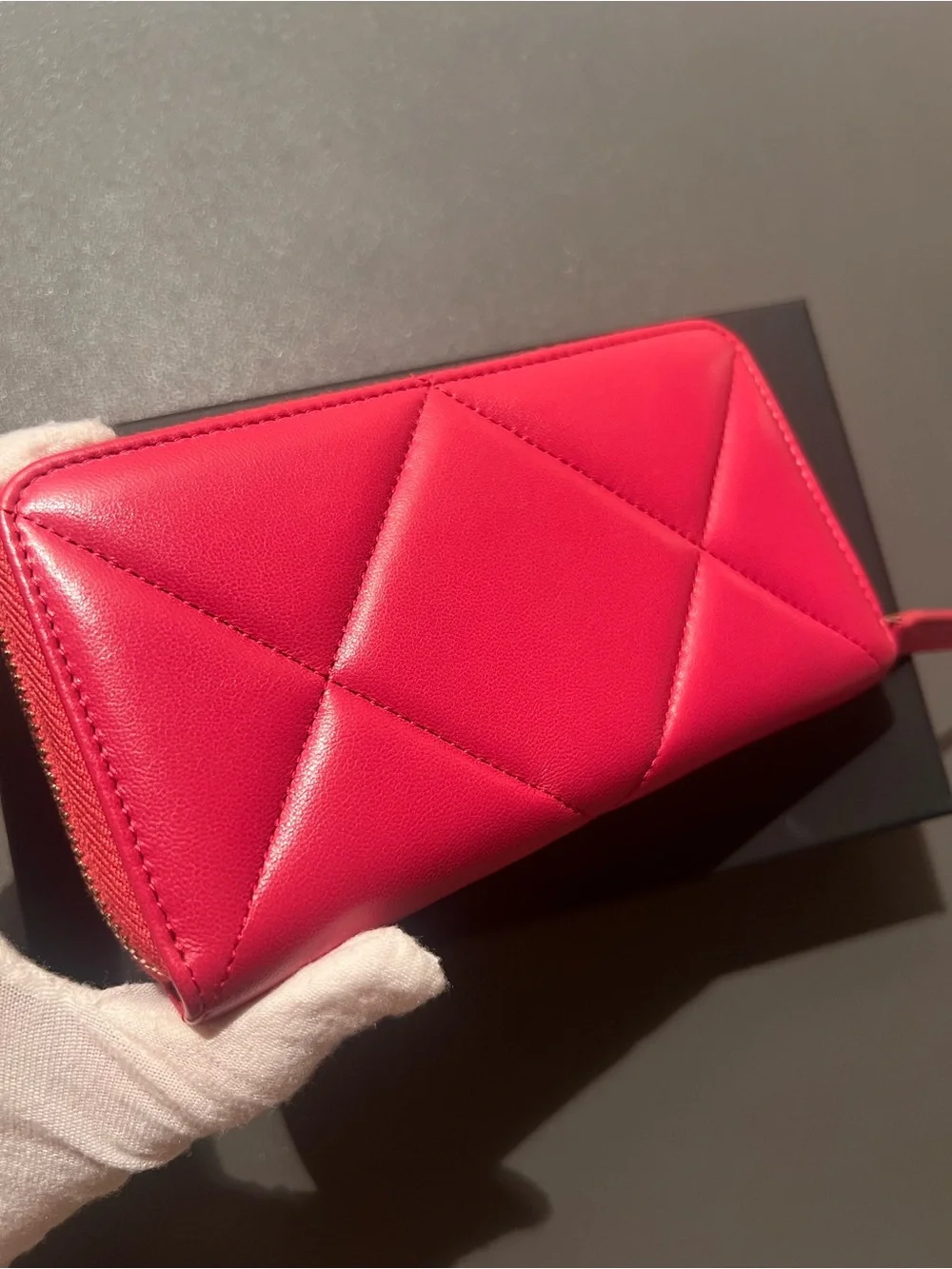 Chanel Quilted Chanel 19 Zip Around Wallet Pink in Lambskin with Gold hardware